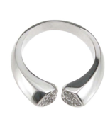 0.06 CT Womens Sterling Silver Rhodium Finish Heart Pave Anniversary Ring - $953.87 MXN