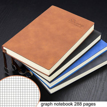 A5 Soft Leather Cover Graph Paper Notebook 288 Pages Grid Journal, 5.8 X... - £18.97 GBP