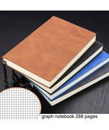 A5 Soft Leather Cover Graph Paper Notebook 288 Pages Grid Journal, 5.8 X... - £18.91 GBP