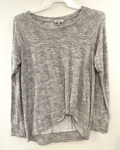 Juicy Couture Top T Shirt Women Size XL Gray Pink Knotted Long Sleeve Pullover - £11.55 GBP