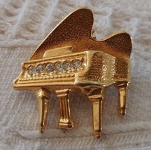 Gerrys Grand Piano Gold Tone Rhinestone Pin Brooch - £9.46 GBP