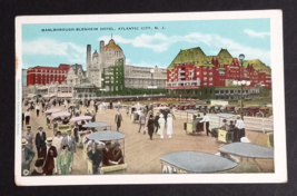 Marlborough Blenheim Hotel Crowded Boardwalk Atlantic City NJ Postcard c1920s - £4.68 GBP