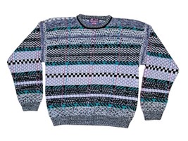 Vintage 90s Concrete Mix Cable Knit Sweater Cosby Style 3D Biggie Men&#39;s ... - $33.25