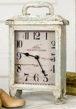 Rustic Carriage Clock Footed Mantel Shelf Clock Farmhouse French Country Cottage - $55.00