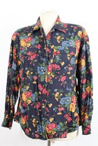 Vtg 90s Liz Wear Claiborne PM Floral Rayon Button-Front Top Shirt - £20.94 GBP