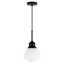 Meyer&amp;Cross Brooks 1-Light Blackened Bronze Pendant Lamp White Milk Glas... - $25.47