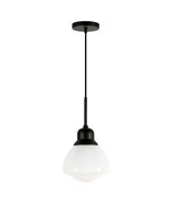 Meyer&amp;Cross Brooks 1-Light Blackened Bronze Pendant Lamp White Milk Glas... - $39.40