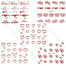Nail Art Water Transfer Stickers 5pcs Set Valentine&#39;s Day Red Hearts - £9.57 GBP