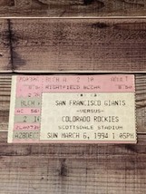 Spring Training Ticket Stub 3/6/1997 Rockies vs. SF Giants Scottsdale Arizona - £3.91 GBP