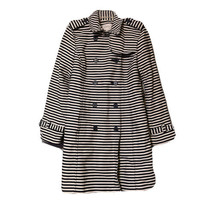 Loft Womens Ivory Black Stripe Double Breasted Coat Size Small - £18.96 GBP