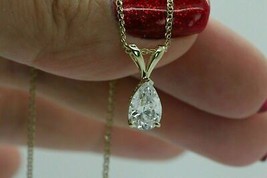 1.25Ct Simulated Diamond Pendant Necklace 14K Yellow Gold Plated Silver - $71.77