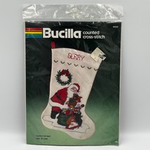 Vintage Bucilla Santa&#39;s Toy Bag Counted Cross Stitch Stocking Kit #82260... - $34.99