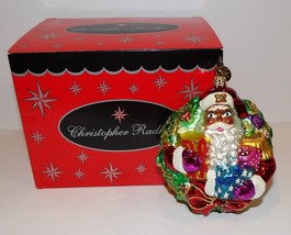 Beautiful Christopher Radko A Gift For Giving Santa With Wreath Ornament In Box - £55.49 GBP