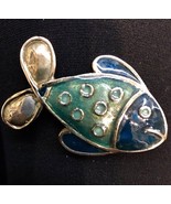 STERLING SIlver Enamel ARTISAN DESIGNER FISH PIN Brooch - £39.95 GBP