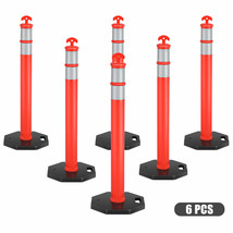 6 Pack 45&quot; Traffic Delineator Post Cone W/ Rubber Base Reflective Bands - £278.91 GBP