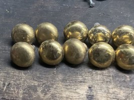 Lot Of 10 Vintage Solid Brass Cabinet Drawer / Door Knobs - £16.13 GBP