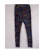 LuLaRoe OS Leggings Blue With Beautiful Wild Floral Designs - £8.54 GBP