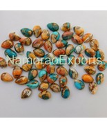 6x9 mm Pear Mohave Copper Turquoise Cabochon Loose Gemstone Lot 100 pcs - £54.49 GBP