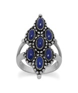 Sterling Silver Oxidized Ornate Lapis Ring - €63,48 EUR