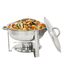 Round Chafing Dish 5 Quart Stainless Steel Full Size Tray Buffet Catering Chafer - £52.59 GBP