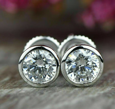 2Ct Round Cut VVS1/D Diamond Solitaire Stud Earrings Solid 14K White Gold Finish - £60.38 GBP