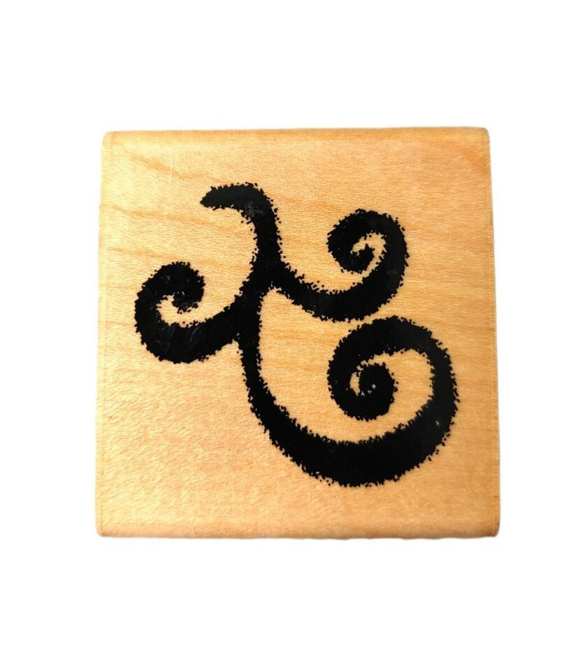 HOLLY CHRISTMAS Rubber Stamp on wood mount - JRL Design S 221 - Fuzzy Swirl - $9.29