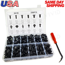 330pc Plastic Rivets Fastener Fender Bumper Push Clips with Tool for Ford Vans - £16.61 GBP