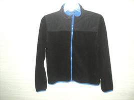 Aeropostale Fleece Jacket Women&#39;s Size XL Black w/ Blue Trim Full Front ... - £17.50 GBP