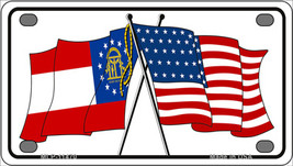 Georgia Crossed US Flag Novelty Mini Metal License Plate Tag - £11.95 GBP