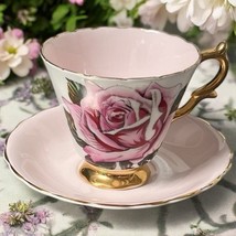Vintage Kent Pink Rose Gold Trim Scalloped Cup &amp; Saucer Set Bone China E... - $20.00