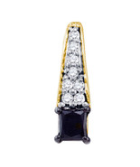 10k Yellow Gold Womens Princess Black Color Enhanced Diamond Fashion Pen... - £168.49 GBP