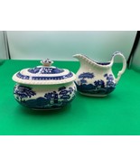 Spode TOWER BLUE Cream Pitcher &amp; Sugar Bowl Made in England - $79.99