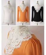  Lace Beaded Long Sleeve Casual Shirt Tops Size L - $250.08 MXN