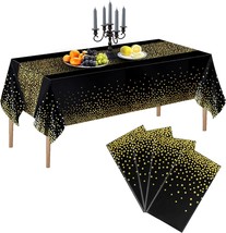 4 Pack Disposable Black and Gold Plastic Tablecloth for Parties Thickened Black  - £19.82 GBP
