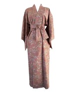 VINTAGE Visiting kimono robe, dyed pongee, ripped pattern, pure silk, pink - $1,663.92 MXN
