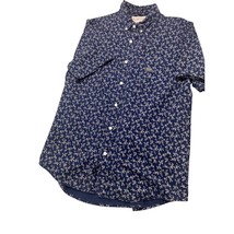 Ralph Lauren Denim &amp; Supply Men Shirt Floral Short Sleeve Blue Button Up Large L - £19.33 GBP
