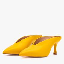 The Solara Yellow Leather Women Mule Heel image 2