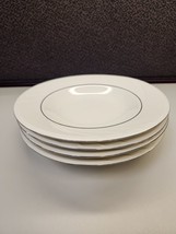 Gibson EveryDay Set Of 4 Porcelain White Silver Trim Salad Bowls 8&quot; (2 A... - £6.70 GBP