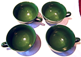 Vintage Ovide by Hazel Atlas Set of 4 Forest Green Footed Cup Milk Glass MCM - £31.96 GBP