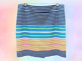 Ann Taylor Loft Ladies Lined Flat Front Back Zip Mini Multi Color Striped Skirt - £22.69 GBP