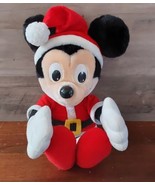 Christmas Mickey Mouse Plush in Santa Suit Stuffed Plush 15&quot; 1988 Playskool - £18.14 GBP
