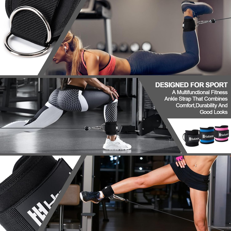 Ankle Strap for Cable Machine, Adjustable Cable Kick Back Ankle Strap with Neopr Item image 5