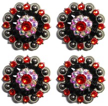 4 Conchos Rhinestone Horse Saddle Western Saddle Tack BridleRed Berry CO517 - $24.74