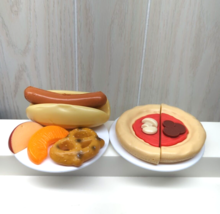 Little Tikes play food Pizza hot dog + pretzel apple peach slices 2 plates - $14.84