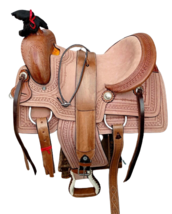 Western Brown Rough Out Leather Hand Carved In Hand Roper Ranch Saddle 1... - £368.49 GBP
