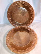 Two Fire King Peach Lustre Laurel 9 Inch Dinner Plates Depression Glass - £15.61 GBP