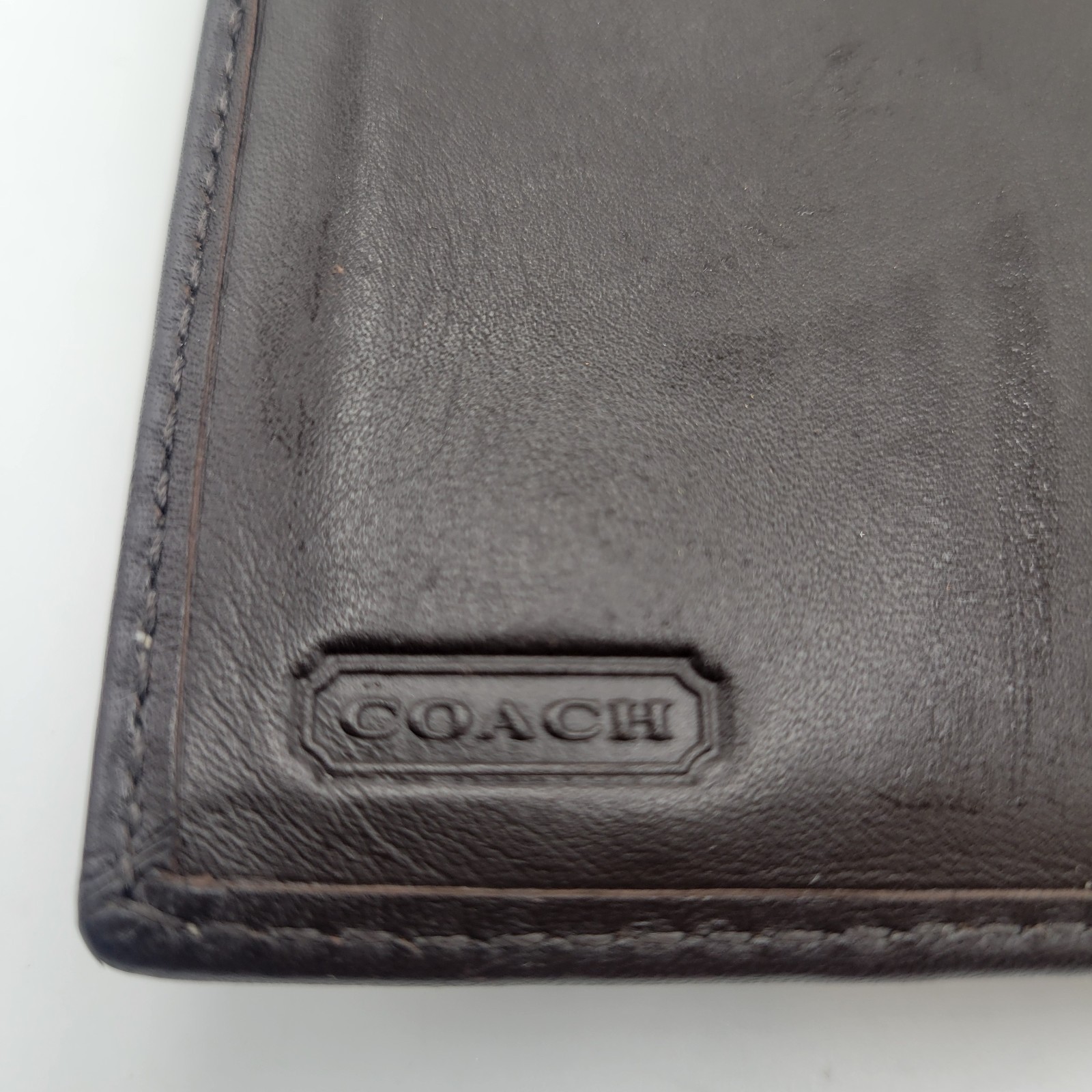 COACH Brown Signature Canvas Trifold Wallet Snap Closure Silver Hardware Item image 9