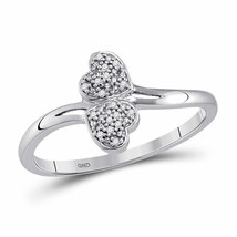 10kt Yellow Gold Womens Round Diamond Double Heart Ring 1/20 Cttw - £128.51 GBP