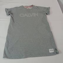 Calvin Klein Performance Women&#39;s Gray Cotton Blend Logo T-Shirt Top Dres... - $19.79