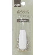 Tear Drop Ceiling Fan WHITE WOOD PULL + 11&quot; silver nickel Chain CHAPTER ... - £11.01 GBP